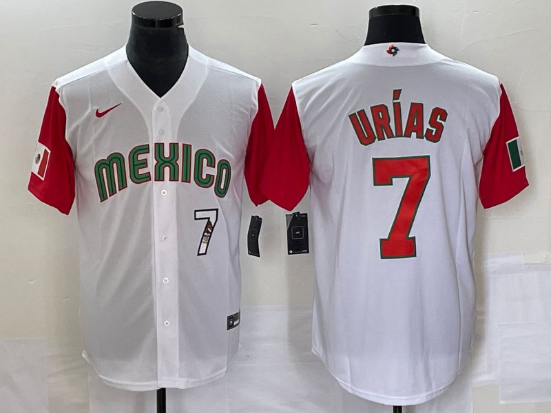 Men 2023 World Cub Mexico #7 Urias White orange Nike MLB Jersey